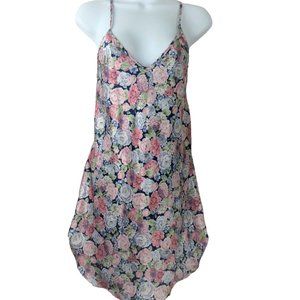 Vintage Mervyns Partners Knee Length Slip Nightgown S Multicolor Floral USA Made